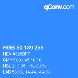 Color code: RGB 50 139 255 | qconv.com