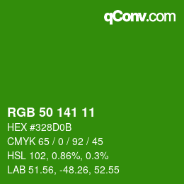 颜色代码: RGB 50 141 11 | qconv.com