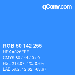 Color code: RGB 50 142 255 | qconv.com