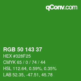 Color code: RGB 50 143 37 | qconv.com