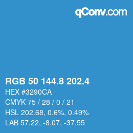 カラーコード: RGB 50 144.8 202.4 | qconv.com