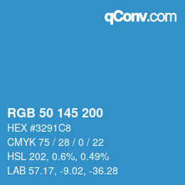 Color code: RGB 50 145 200 | qconv.com