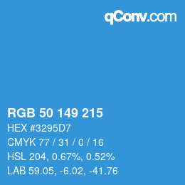 颜色代码: RGB 50 149 215 | qconv.com