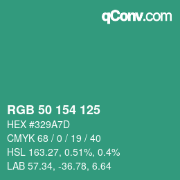 Color code: RGB 50 154 125 | qconv.com