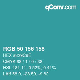 Color code: RGB 50 156 158 | qconv.com