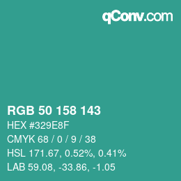 Color code: RGB 50 158 143 | qconv.com