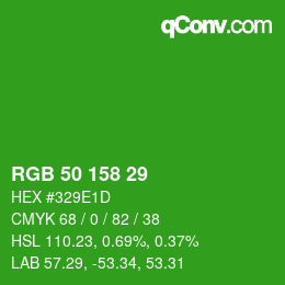 颜色代码: RGB 50 158 29 | qconv.com