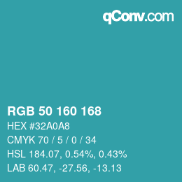 Color code: RGB 50 160 168 | qconv.com
