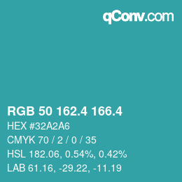 カラーコード: RGB 50 162.4 166.4 | qconv.com