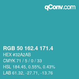 カラーコード: RGB 50 162.4 171.4 | qconv.com