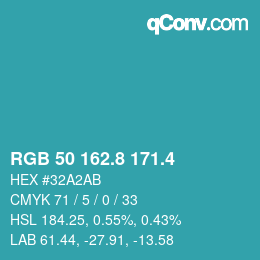 カラーコード: RGB 50 162.8 171.4 | qconv.com