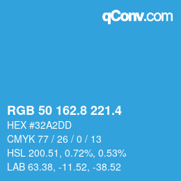 カラーコード: RGB 50 162.8 221.4 | qconv.com
