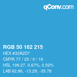 Color code: RGB 50 162 215 | qconv.com