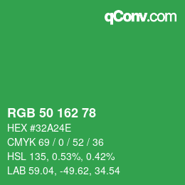 Color code: RGB 50 162 78 | qconv.com