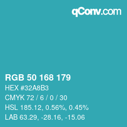Color code: RGB 50 168 179 | qconv.com