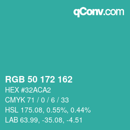 Color code: RGB 50 172 162 | qconv.com