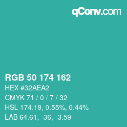 Color code: RGB 50 174 162 | qconv.com
