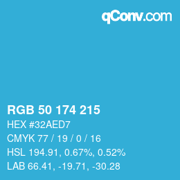 Color code: RGB 50 174 215 | qconv.com