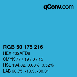 Color code: RGB 50 175 216 | qconv.com