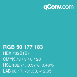 Color code: RGB 50 177 183 | qconv.com