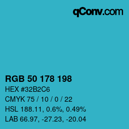 Color code: RGB 50 178 198 | qconv.com