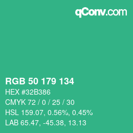 Color code: RGB 50 179 134 | qconv.com