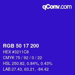 カラーコード: RGB 50 17 200 | qconv.com