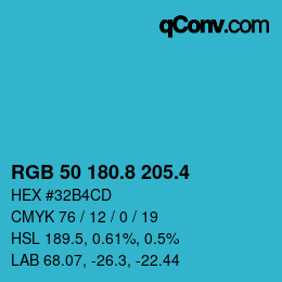 カラーコード: RGB 50 180.8 205.4 | qconv.com