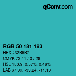 Color code: RGB 50 181 183 | qconv.com