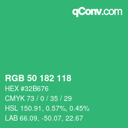 颜色代码: RGB 50 182 118 | qconv.com