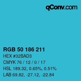 Código de color: RGB 50 186 211 | qconv.com