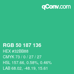 Color code: RGB 50 187 136 | qconv.com