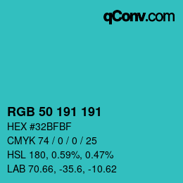 Color code: RGB 50 191 191 | qconv.com