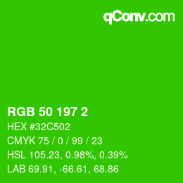 カラーコード: RGB 50 197 2 | qconv.com