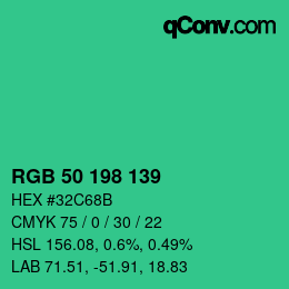 Color code: RGB 50 198 139 | qconv.com