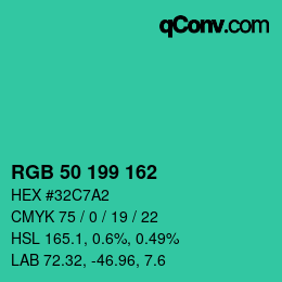 Color code: RGB 50 199 162 | qconv.com