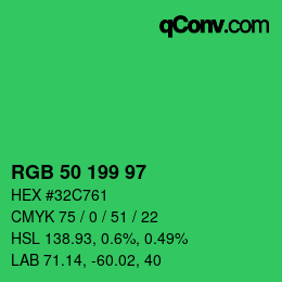 Color code: RGB 50 199 97 | qconv.com
