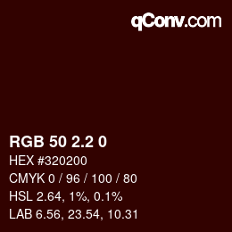 カラーコード: RGB 50 2.2 0 | qconv.com