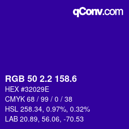 カラーコード: RGB 50 2.2 158.6 | qconv.com
