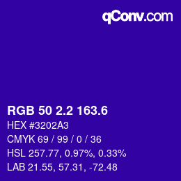 カラーコード: RGB 50 2.2 163.6 | qconv.com