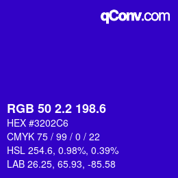 カラーコード: RGB 50 2.2 198.6 | qconv.com