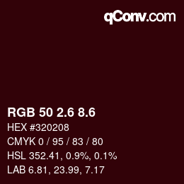 カラーコード: RGB 50 2.6 8.6 | qconv.com