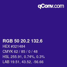 カラーコード: RGB 50 20.2 132.6 | qconv.com