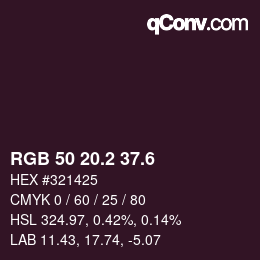 カラーコード: RGB 50 20.2 37.6 | qconv.com