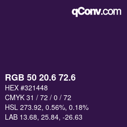 カラーコード: RGB 50 20.6 72.6 | qconv.com