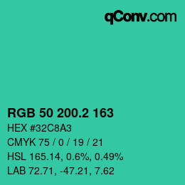 カラーコード: RGB 50 200.2 163 | qconv.com
