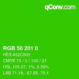 Color code: RGB 50 201 0 | qconv.com