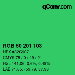 Color code: RGB 50 201 103 | qconv.com