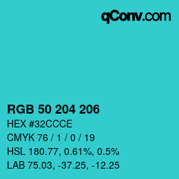 Código de color: RGB 50 204 206 | qconv.com