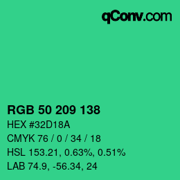 Color code: RGB 50 209 138 | qconv.com